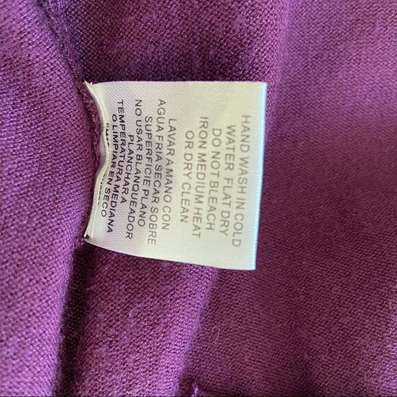 Joseph A stretchy purple wrap sweater with fringe size medium small - Picture 7 of 9